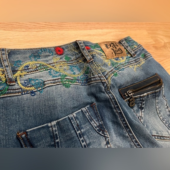 NWOT Desigual Exotic Jeans Embroidered Gold and Flowers Pocket Design - Picture 11 of 15